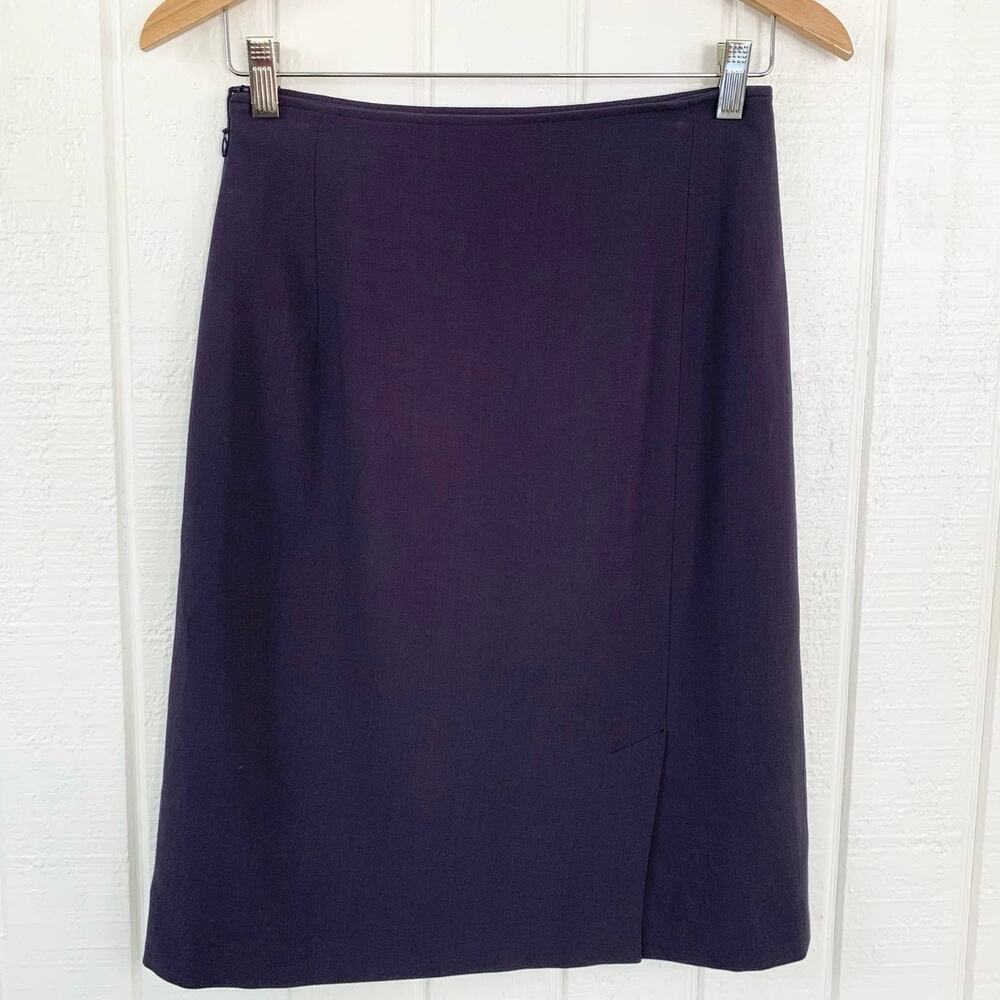 Max Mara Wool Knee Length Pencil Skirt Purple Designer Office Women 4 - Picture 4 of 10